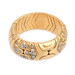 Bvlgari vintage diamond 18k yellow gold Alveare flexible ring