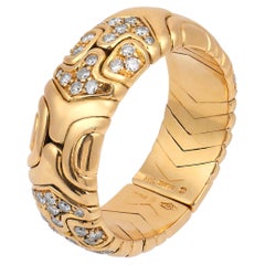 Bvlgari vintage diamond 18k yellow gold Alveare flexible ring