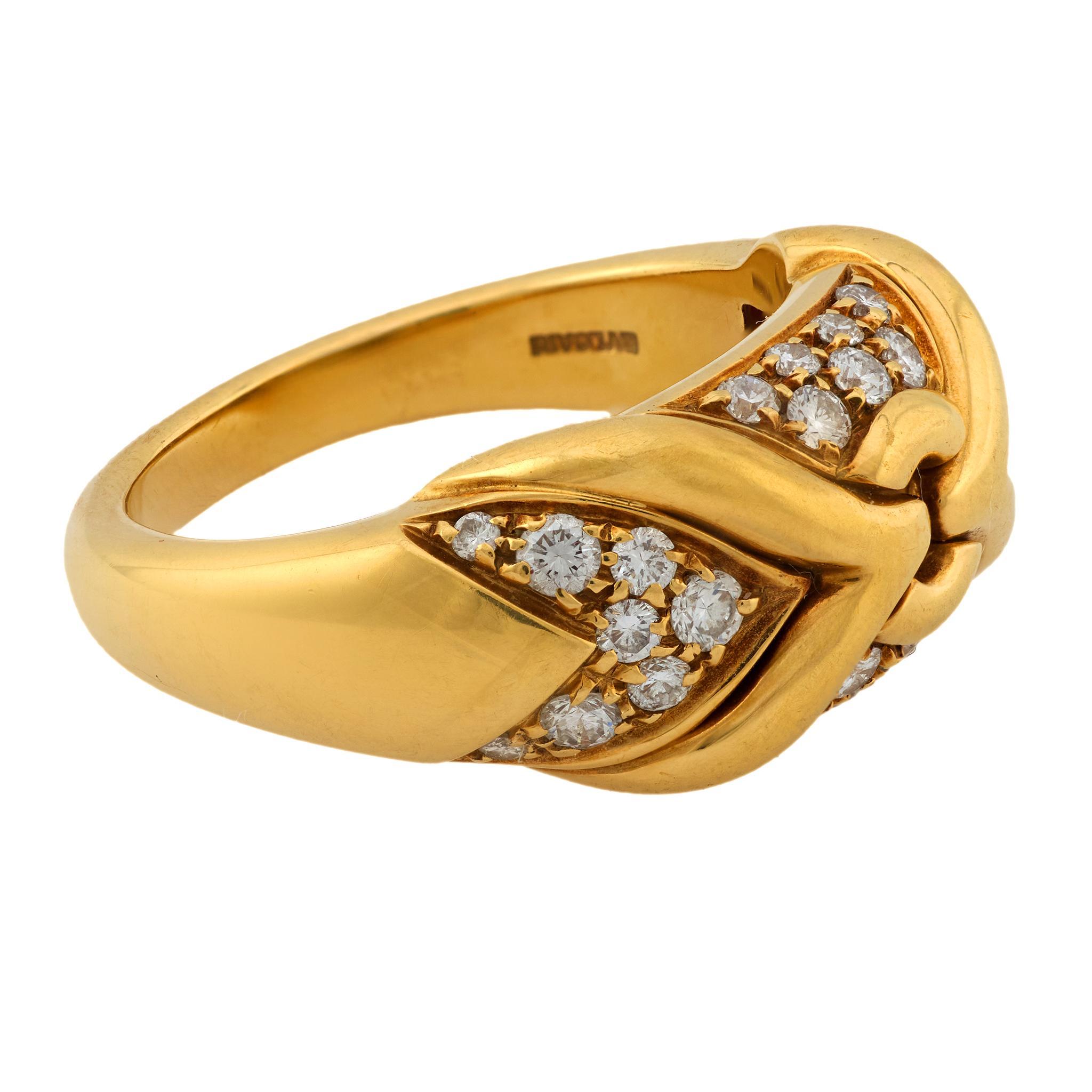Contemporary Bvlgari vintage diamond 18k yellow gold ring For Sale