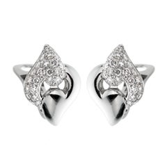 Bvlgari Vintage Diamond White Gold Clip On Earrings