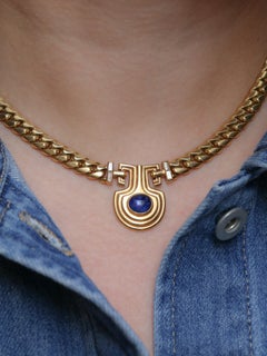 BVLGARI Vintage gold, diamonds and sapphire cabochon necklace