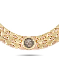 Bvlgari Vintage Monete 18K Yellow Gold and Rose Gold Thracia Lysimachos Coin Nec