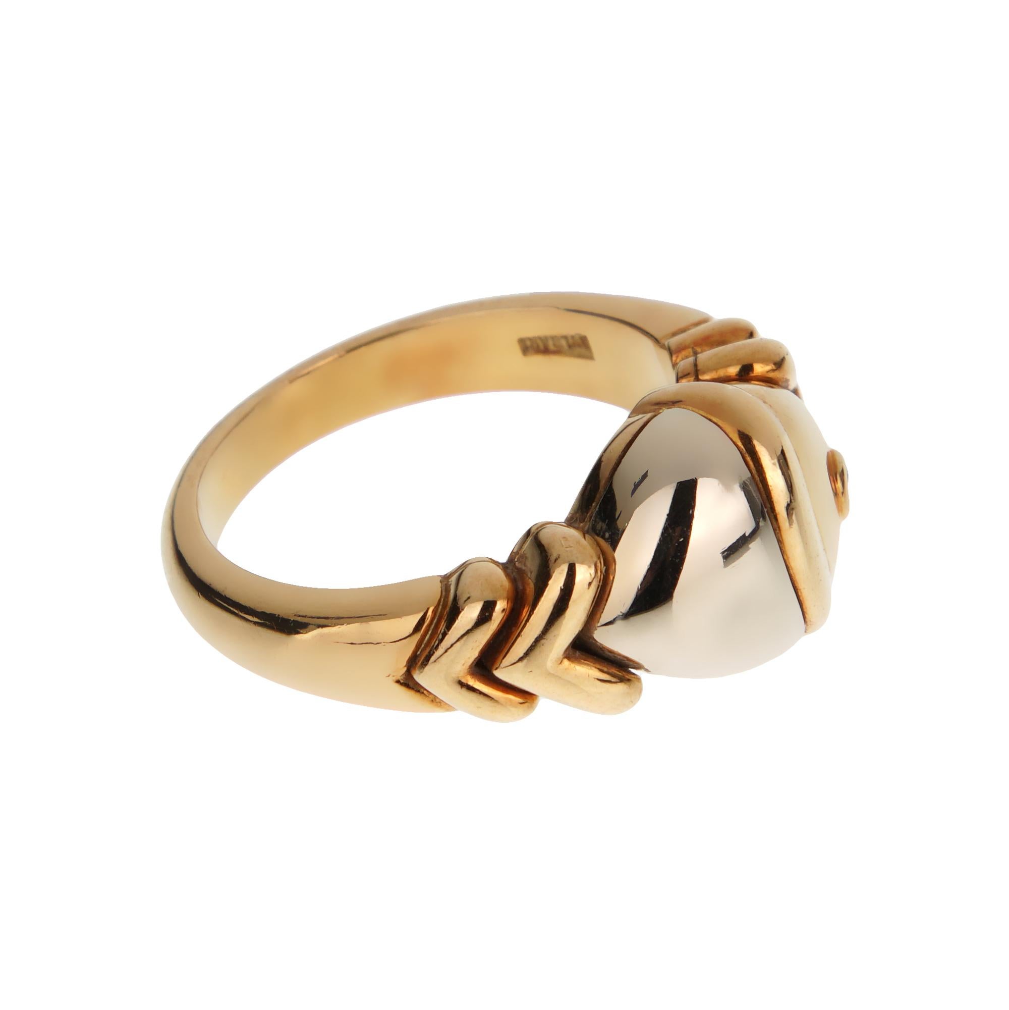 Bvlgari Vintage Naturalia Rubin 18k Weiß & Gelb Gold Ring Sz 5 1/2 (Rundschliff) im Angebot