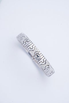 Bvlgari Vintage Parentesi 1.20 Carat Diamond White Gold Cuff Bracelet