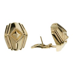 Bvlgari Vintage Pyramid 18k Yellow Gold Earrings