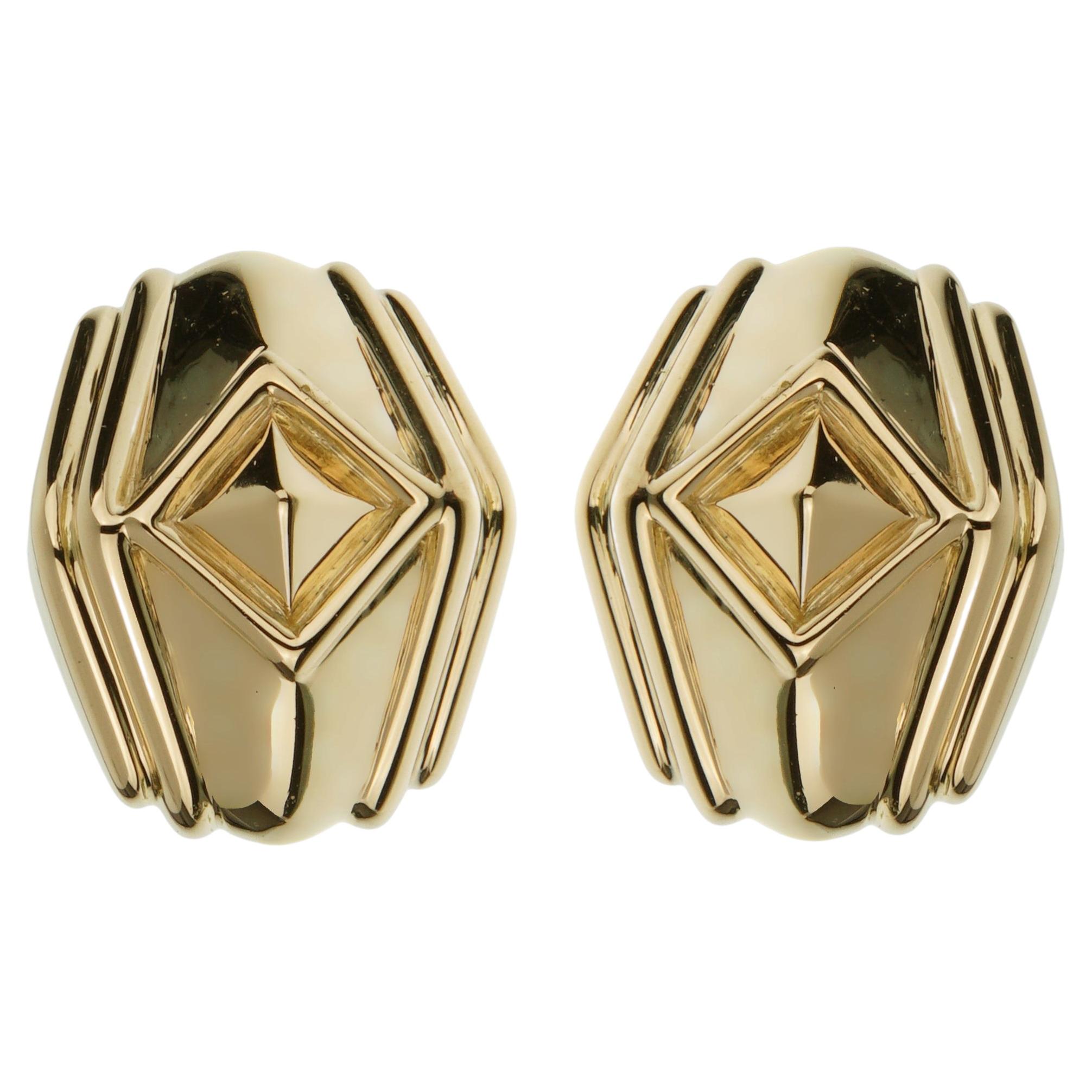 Bvlgari Vintage Pyramid 18k Yellow Gold Earrings