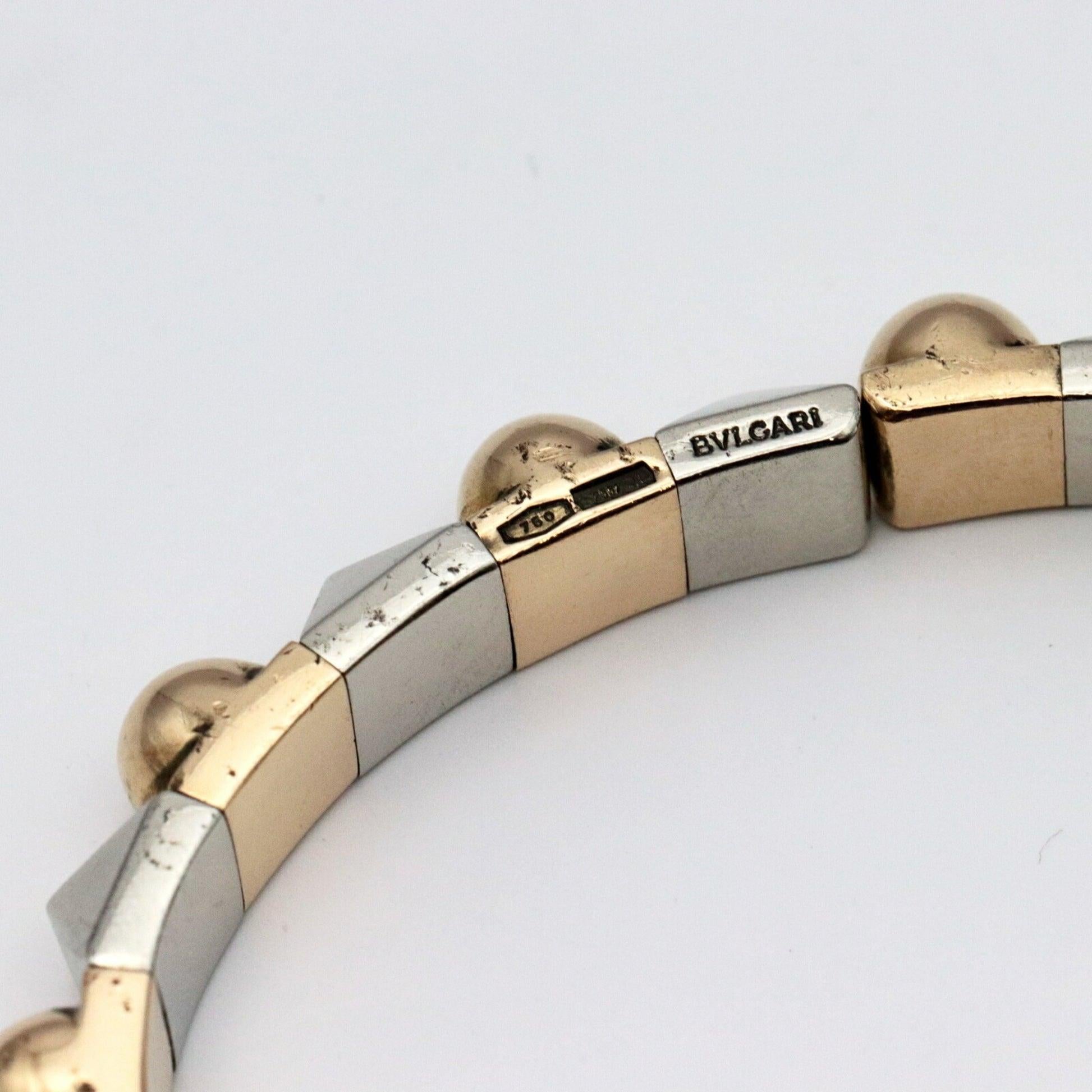 Bvlgari Vintage Studs Bangle in 18K Yellow Gold and White Gold For Sale 2