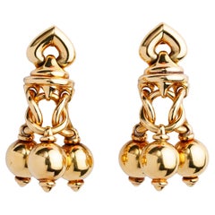Bvlgari Vintage Three Yellow Gold Ball Drop Earrings