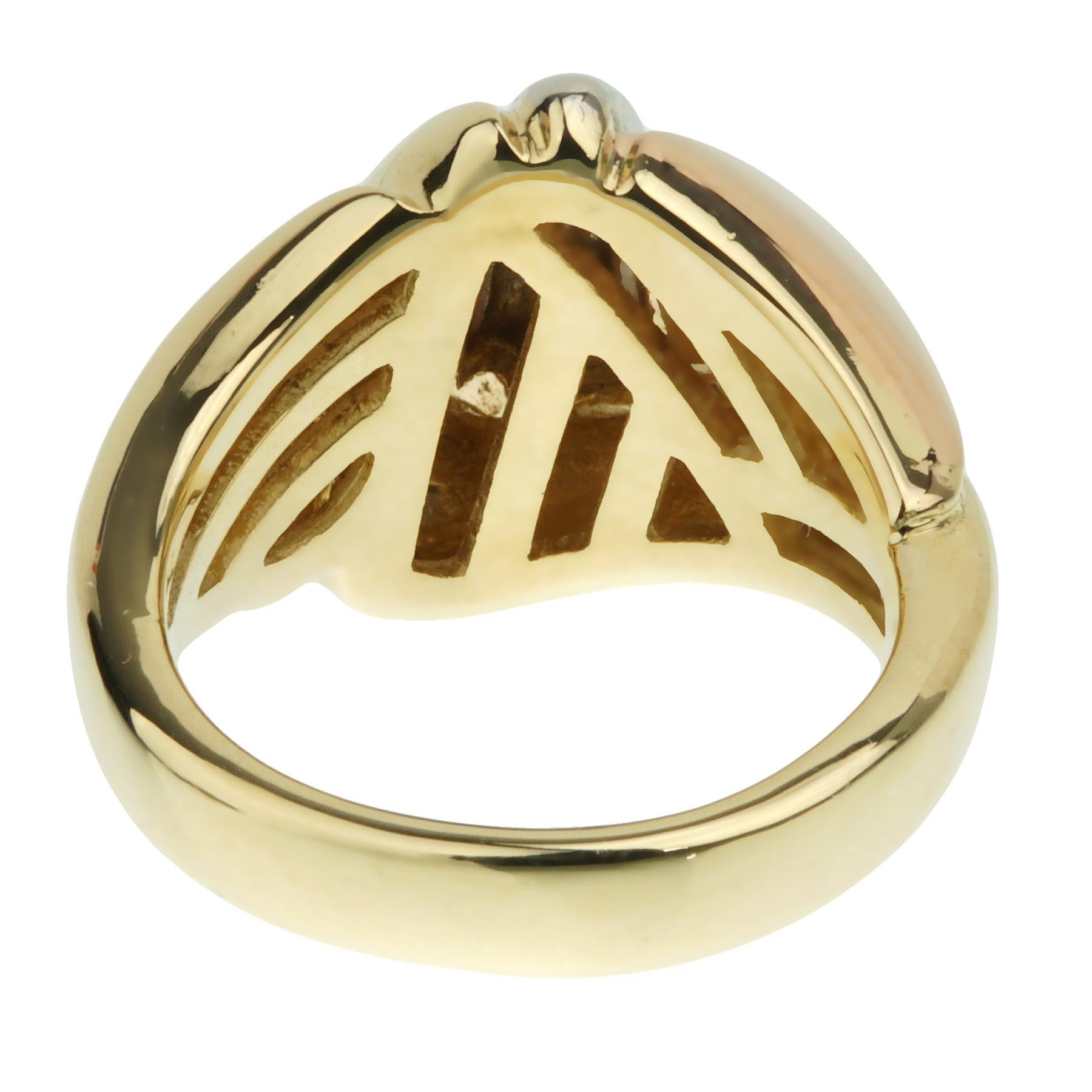 Bvlgari Vintage Tricolor Gold Cocktail Ring In Excellent Condition For Sale In Feasterville, PA