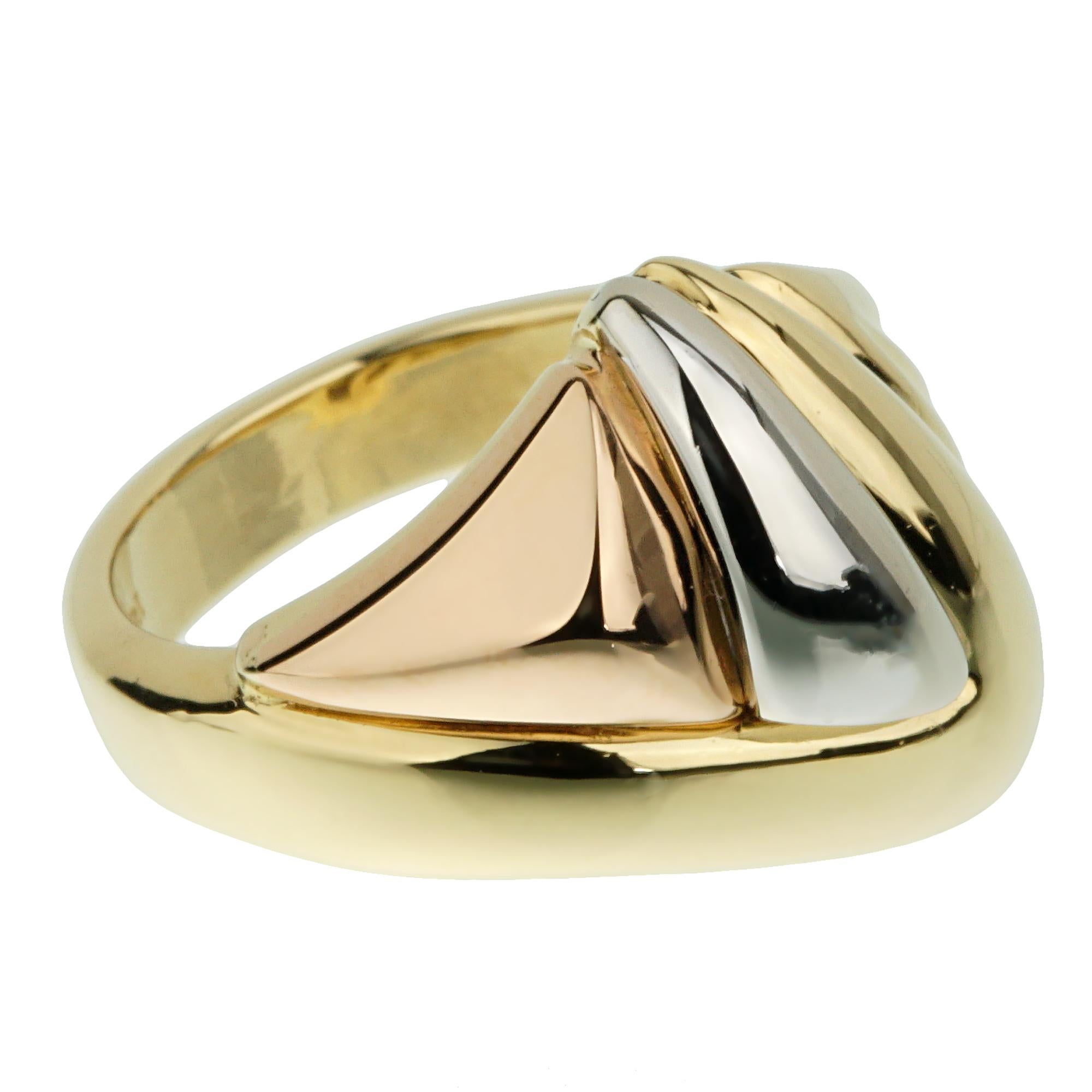 Women's Bvlgari Vintage Tricolor Gold Cocktail Ring For Sale