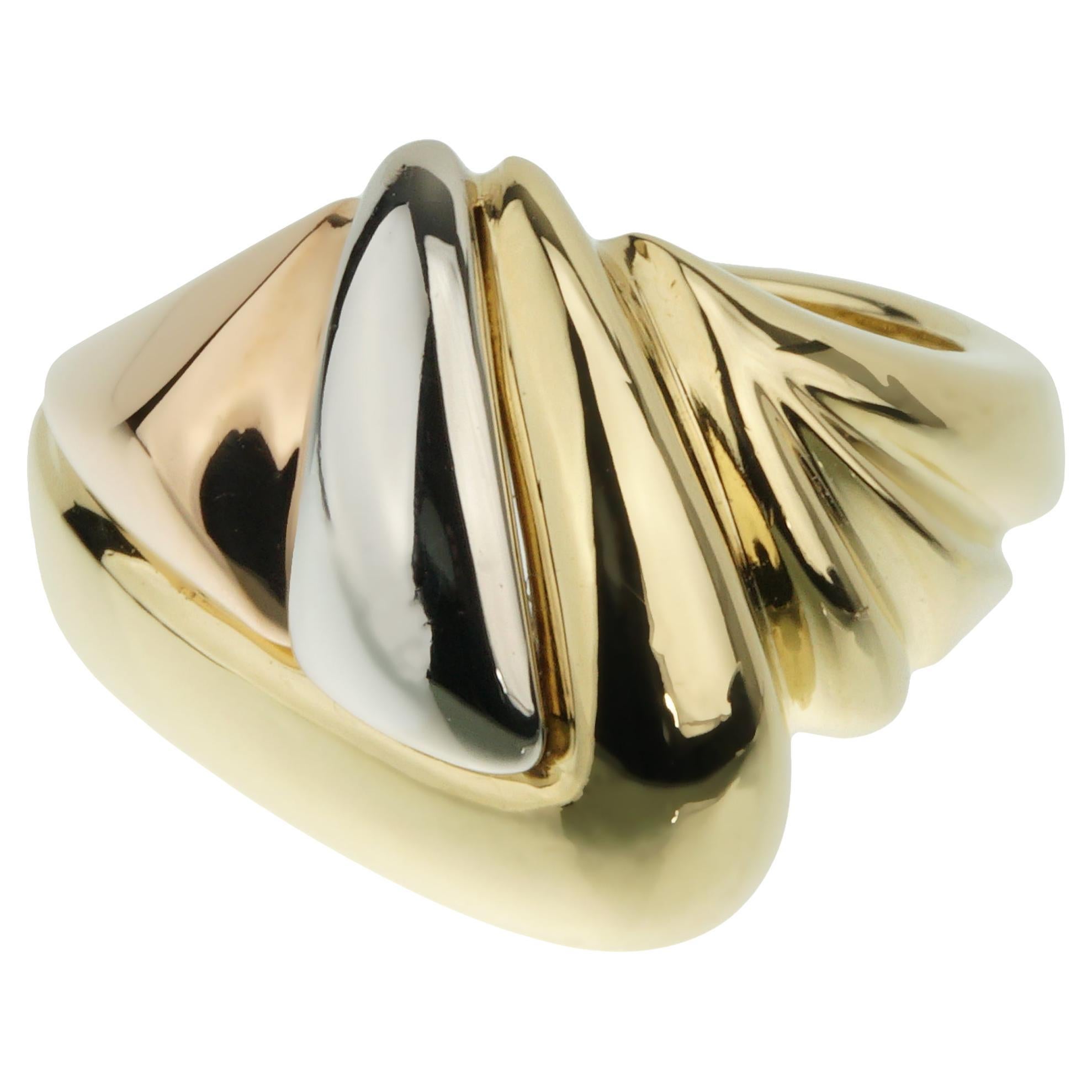 Bvlgari Vintage Tricolor Gold Cocktail Ring For Sale