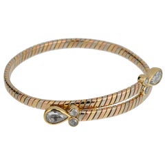 Bvlgari Vintage Tubogas Diamond Choker Tri Color 18k Gold Necklace