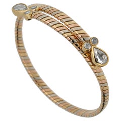 Bvlgari Vintage Tubogas Diamond Choker Tri Color 18k Gold Necklace