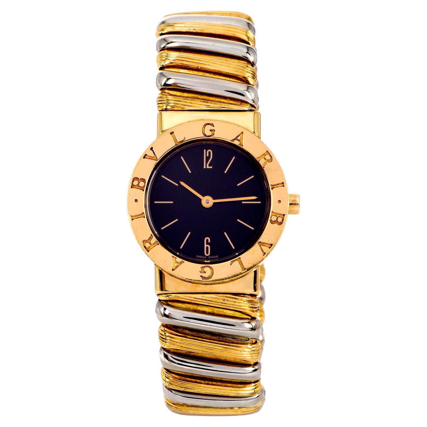 Bvlgari Vintage Tubogas Midsize 18K Two Tone Gold Ladies Watch
