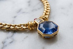 BVLGARI Vintage Unheated Vivid Sapphire and Diamond Necklace