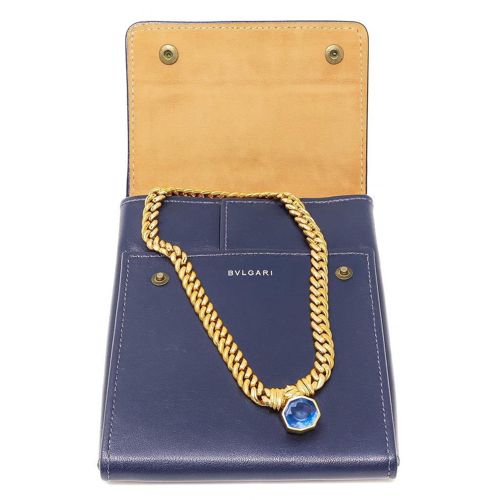 BVLGARI Collana vintage con zaffiro e diamanti non riscaldati In condizioni ottime in vendita a Chicago, IL