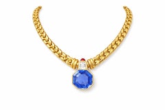 BVLGARI Vintage Unheated Vivid Sapphire and Diamond Necklace BVLGARI Vintage Unheated Vivid Sapphire and Diamond Necklace