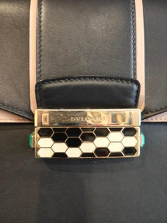 Bvlgari Viper snake black leather handbag shoulder bag