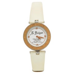 Bvlgari White 18K Rose Gold Inlay Leather B.Zero1  Women's Wristwatch 30 mm
