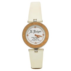 Bvlgari White 18K Rose Gold Inlay Leather B.Zero1 Women's Wristwatch 30 mm