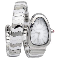Bvlgari White Ceramic Stainless Serpenti Spiga 102182 Women's Wristwatch 35 mm