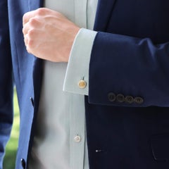 Bvlgari White Enamel Round Chain Cufflinks in 18k Yellow Gold