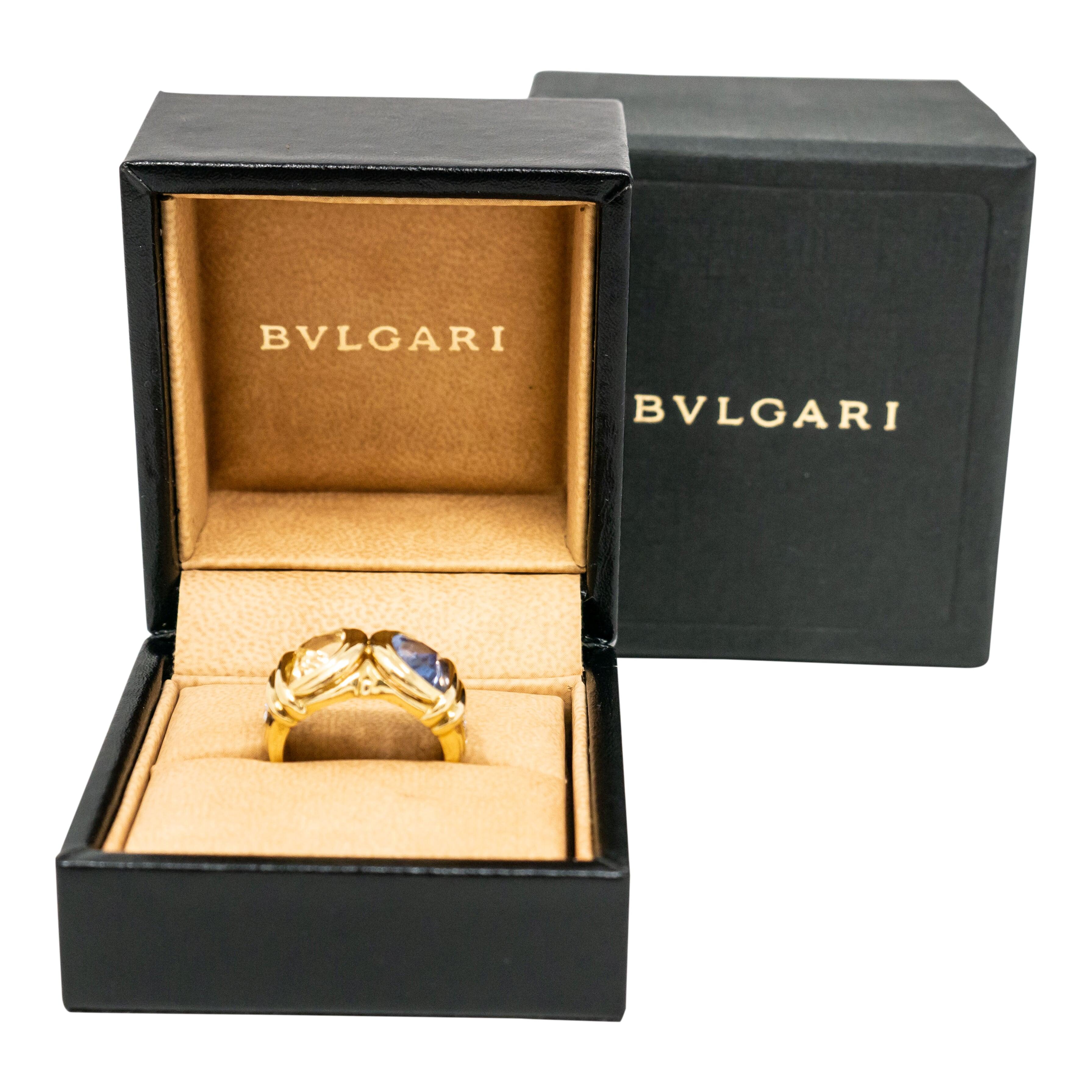 BVLGARI White Gold 1 Diamond Ring Size 7; 7 total grams in 18k gold; 0.07total grams in diamonds
