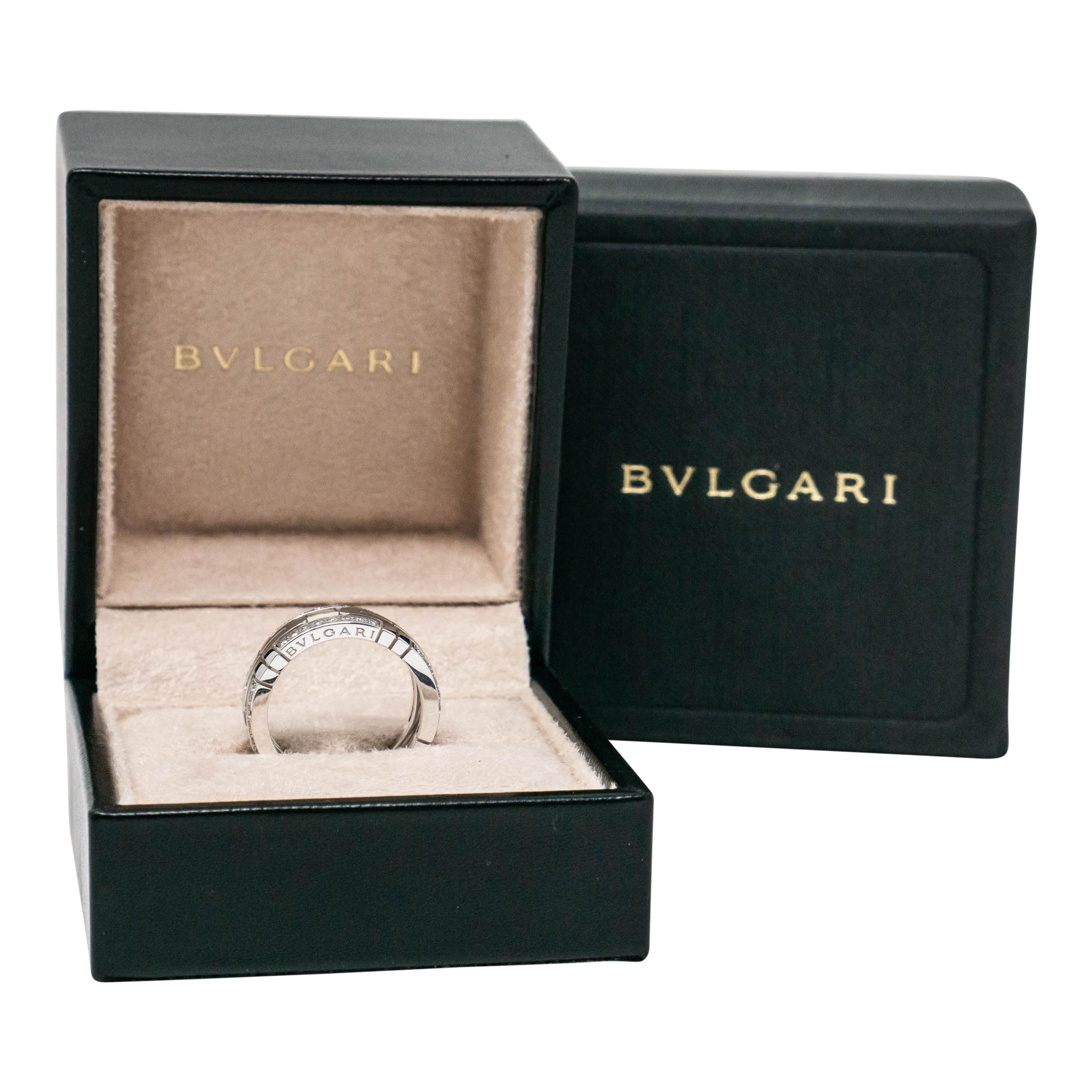 Bvlgari White Gold 1 Diamond Ring In Excellent Condition For Sale In Miami, FL
