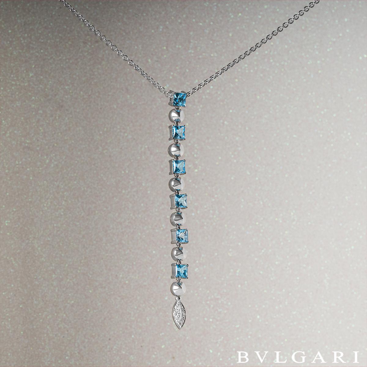 Bvlgari White Gold Aquamarine & Diamond Lucea Pendant 3