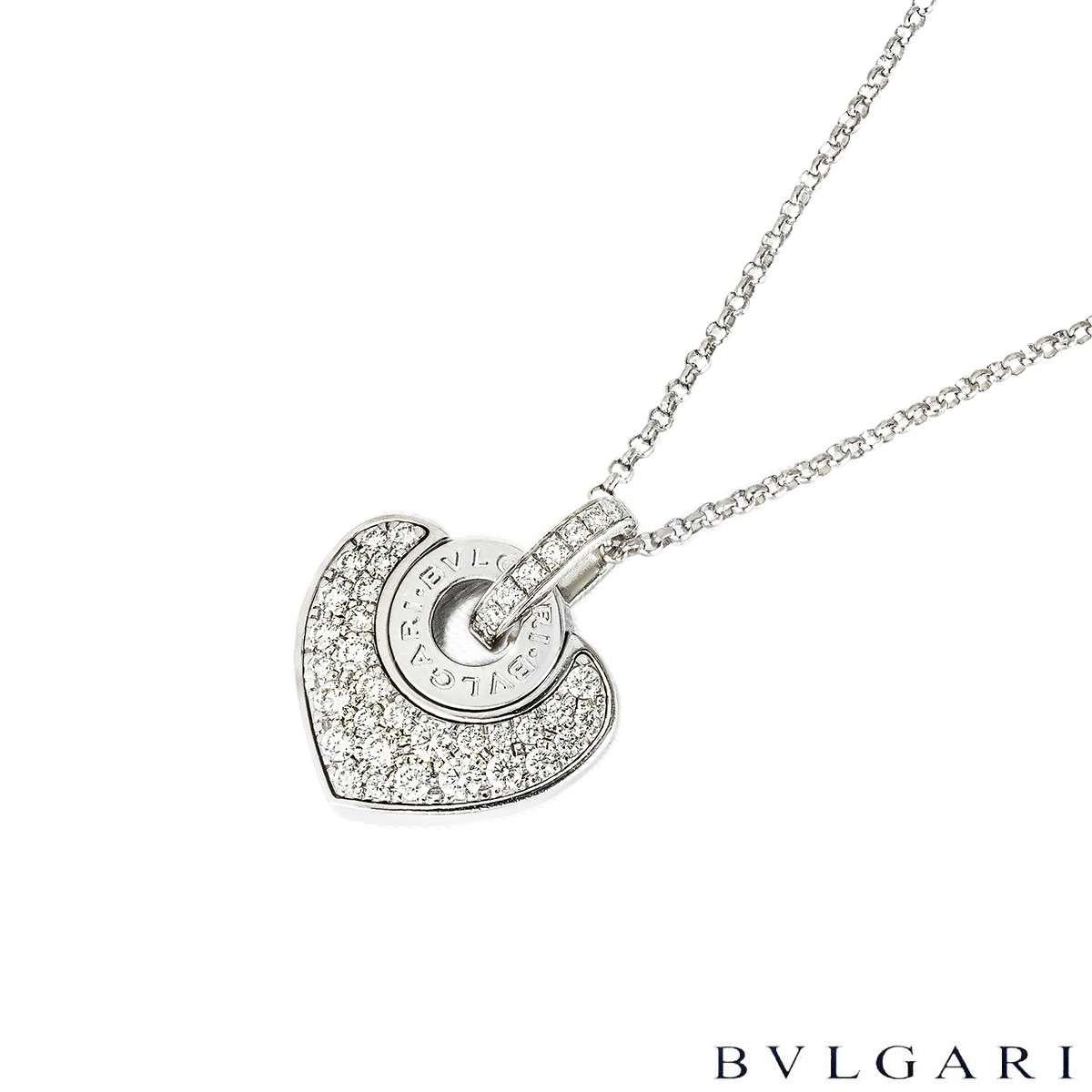 Taglio brillante Bvlgari Collana in oro bianco Bvlgari Doppio Cuore con diamanti 351843/CL857567 in vendita