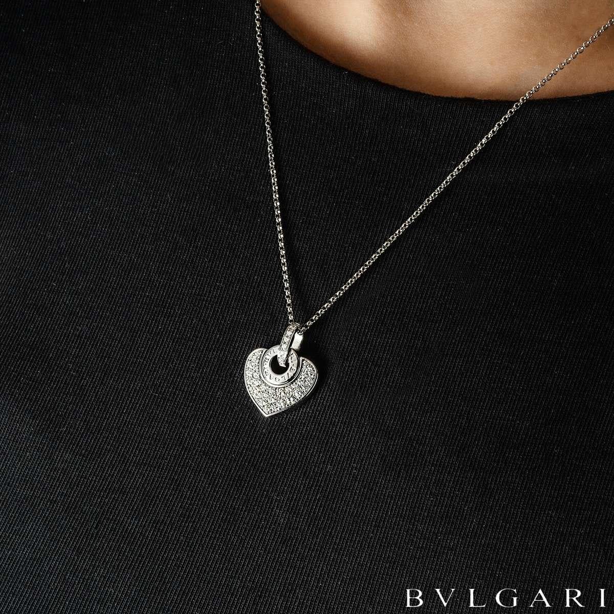 Donna Bvlgari Collana in oro bianco Bvlgari Doppio Cuore con diamanti 351843/CL857567 in vendita