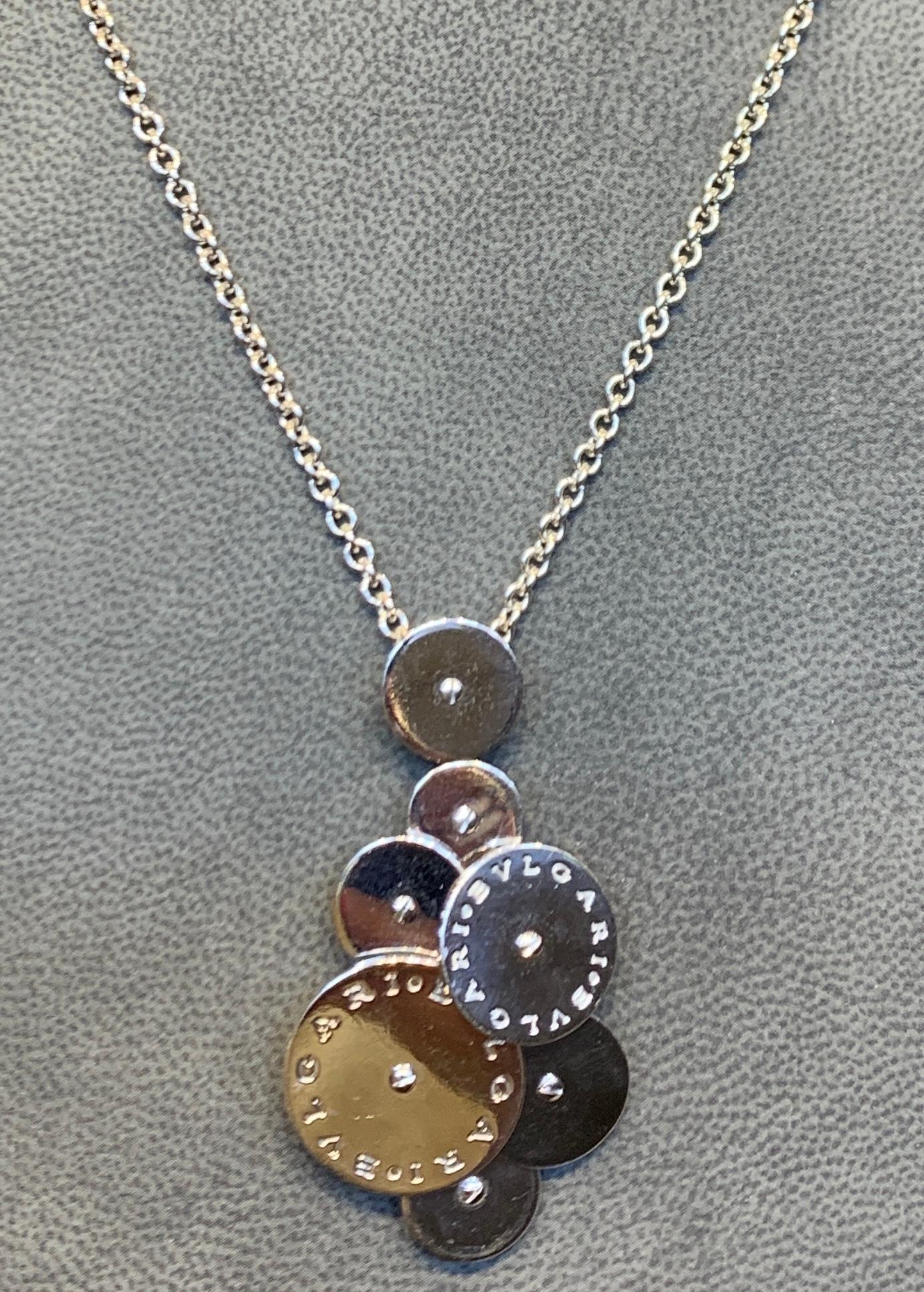 Bvlgari White Gold Cicladi Pendant Necklace In Excellent Condition In New York, NY