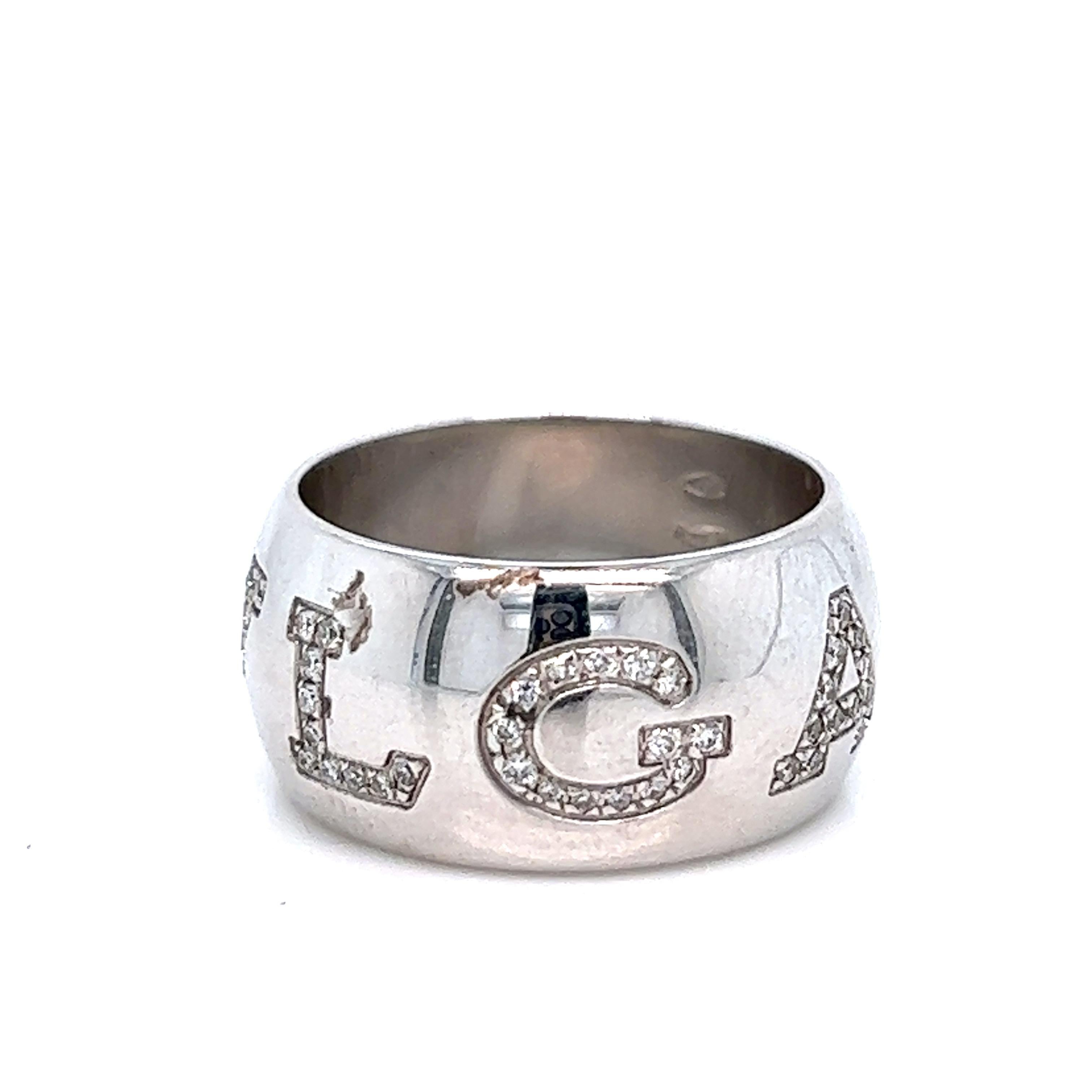 Round Cut Bvlgari White Gold Diamond Band Ring For Sale