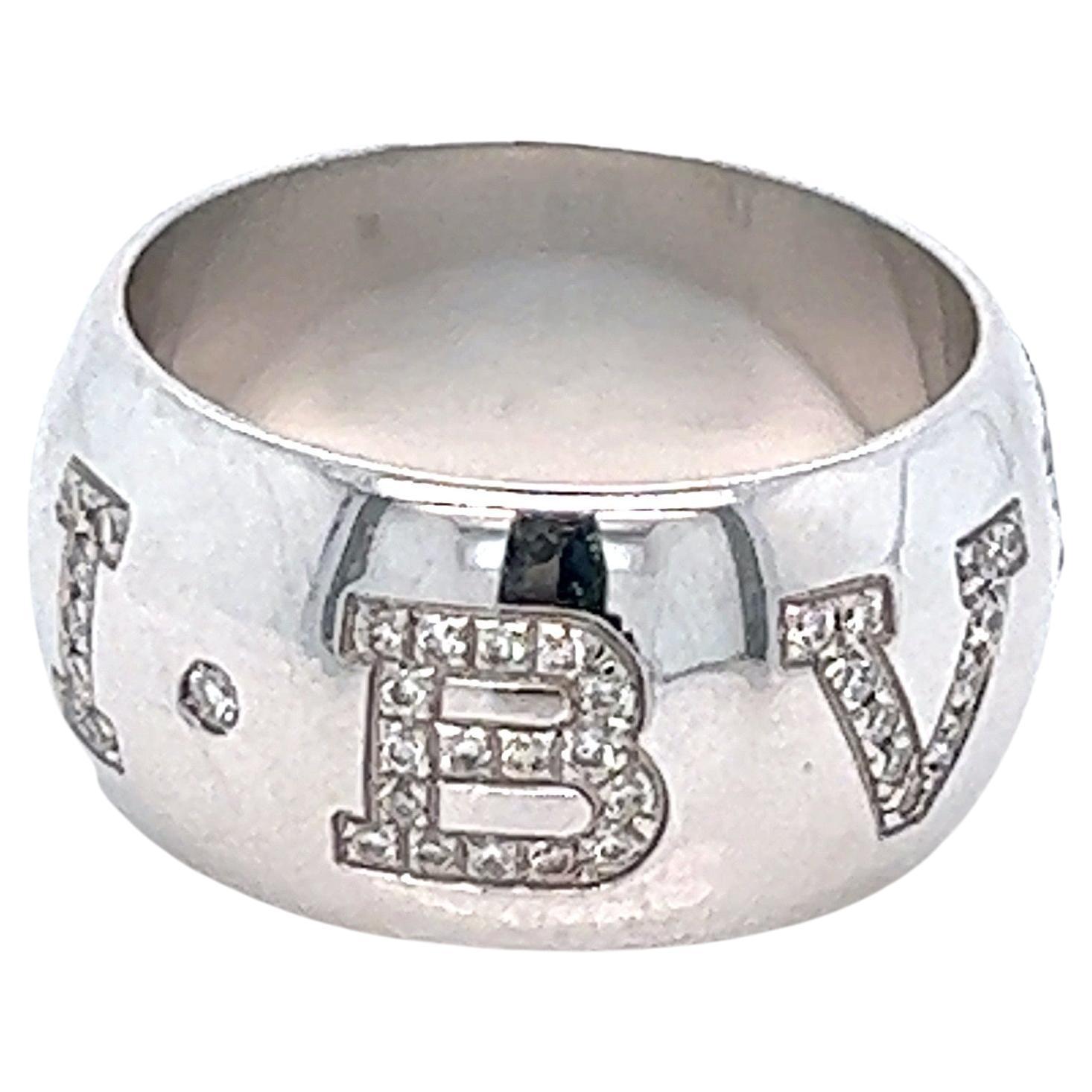 Bvlgari White Gold Diamond Band Ring For Sale