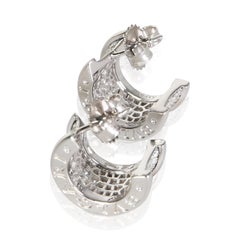 BVLGARI White Gold Diamond B.zero1 Hoop Earrings