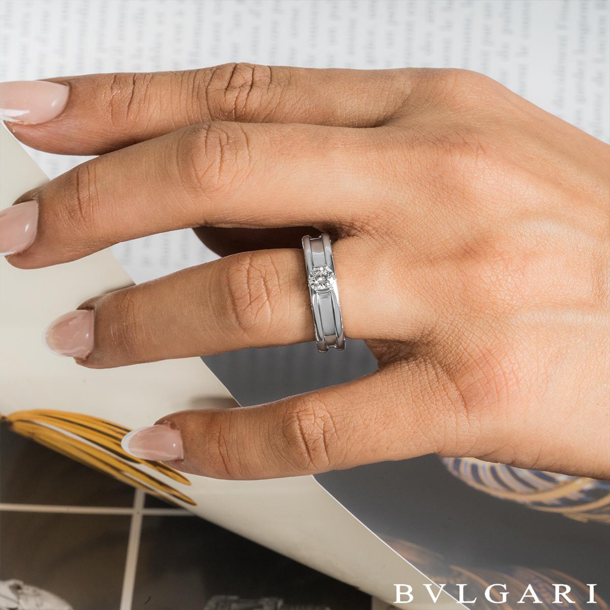 Round Cut Bvlgari White Gold Diamond B.Zero1 Ring 0.35ct F/IF GIA Certified