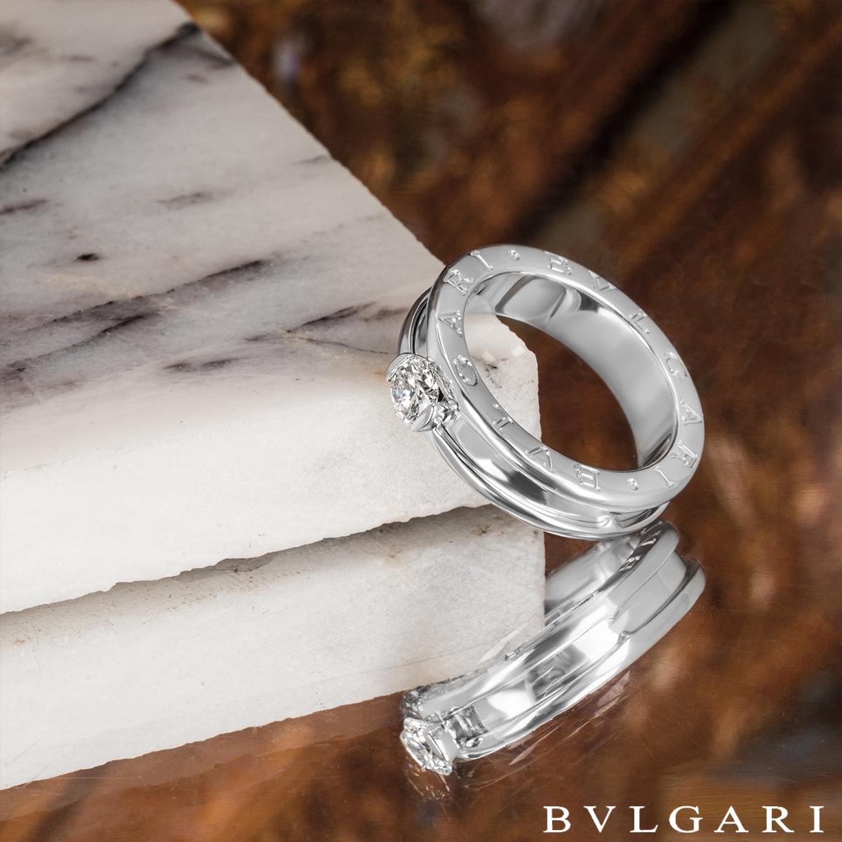 Women's Bvlgari White Gold Diamond B.Zero1 Ring 0.35ct F/IF GIA Certified For Sale