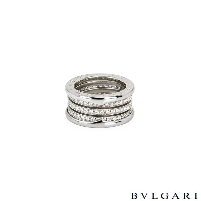 Round Cut Bvlgari White Gold Diamond B.Zero1 Ring AN850556 For Sale