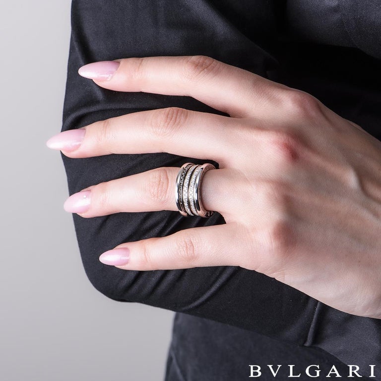 Women's or Men's Bvlgari White Gold Diamond B.Zero1 Ring AN850556 For Sale
