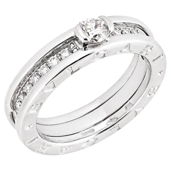 Bvlgari White Gold Diamond B.Zero1 Ring Size 53 0.30ct F/VVS2 For Sale