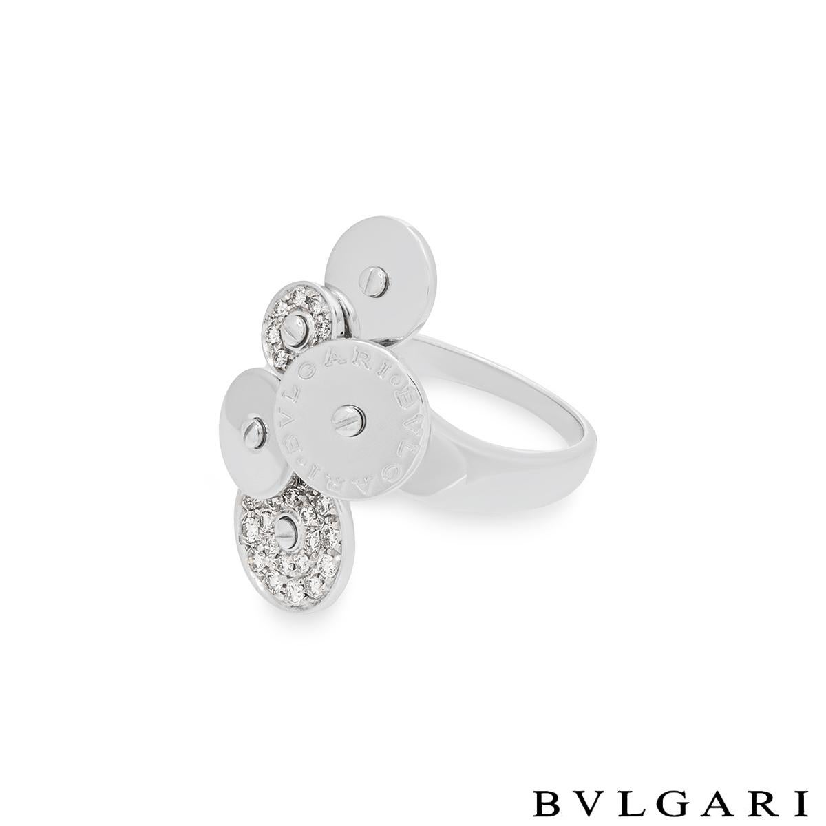 Round Cut Bvlgari White Gold Diamond Cicladi Ring For Sale
