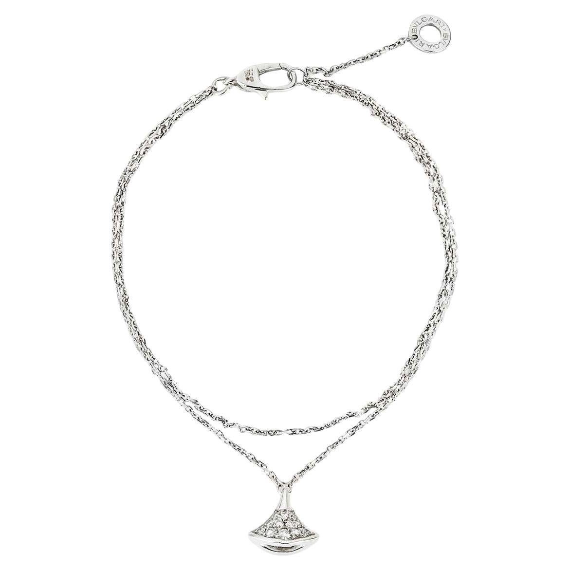 Bvlgari White Gold Diamond Divas Dream Bracelet 0.26ct 351119 For Sale