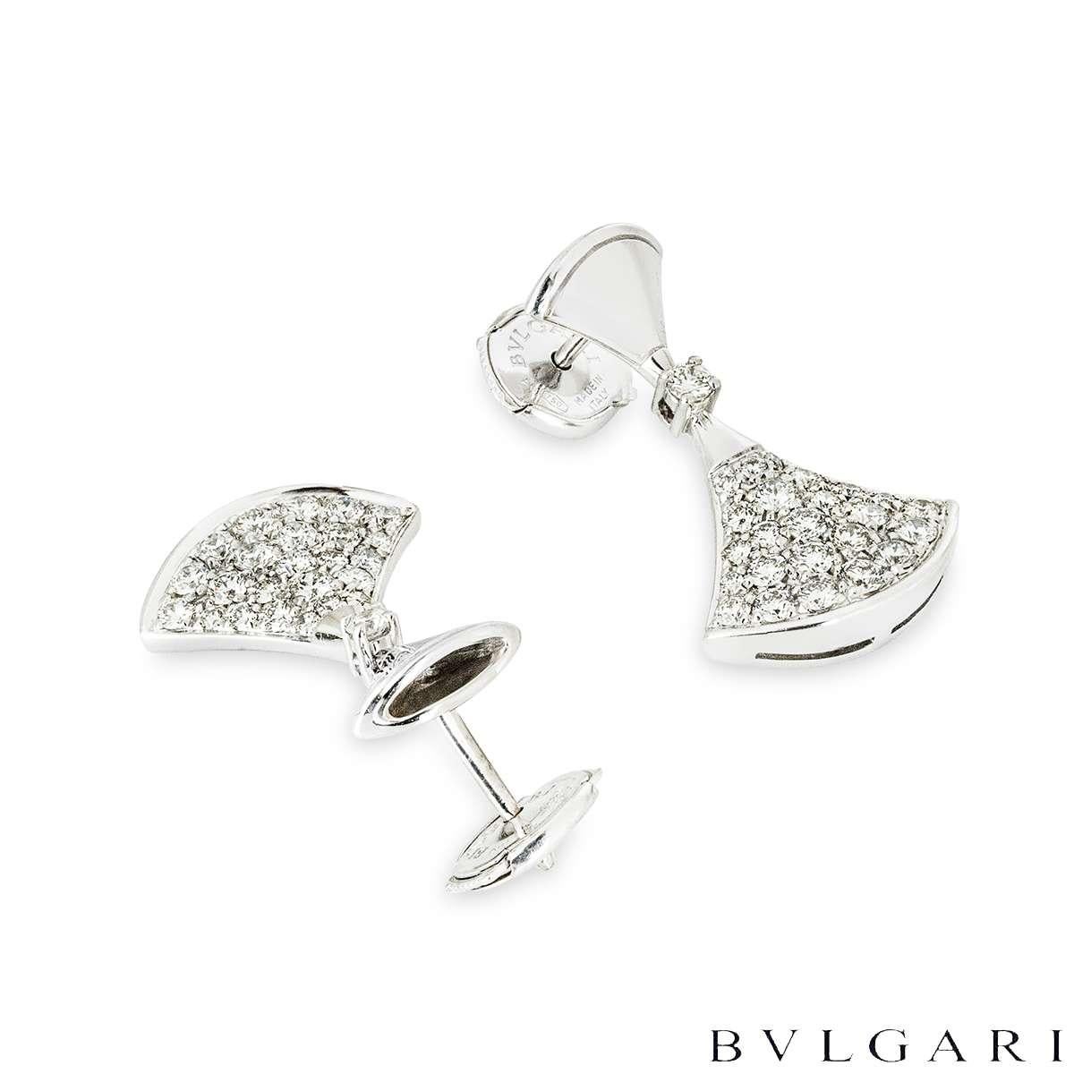 Round Cut Bvlgari White Gold Diamond Divas Dream Earrings 0.94ct 351100
