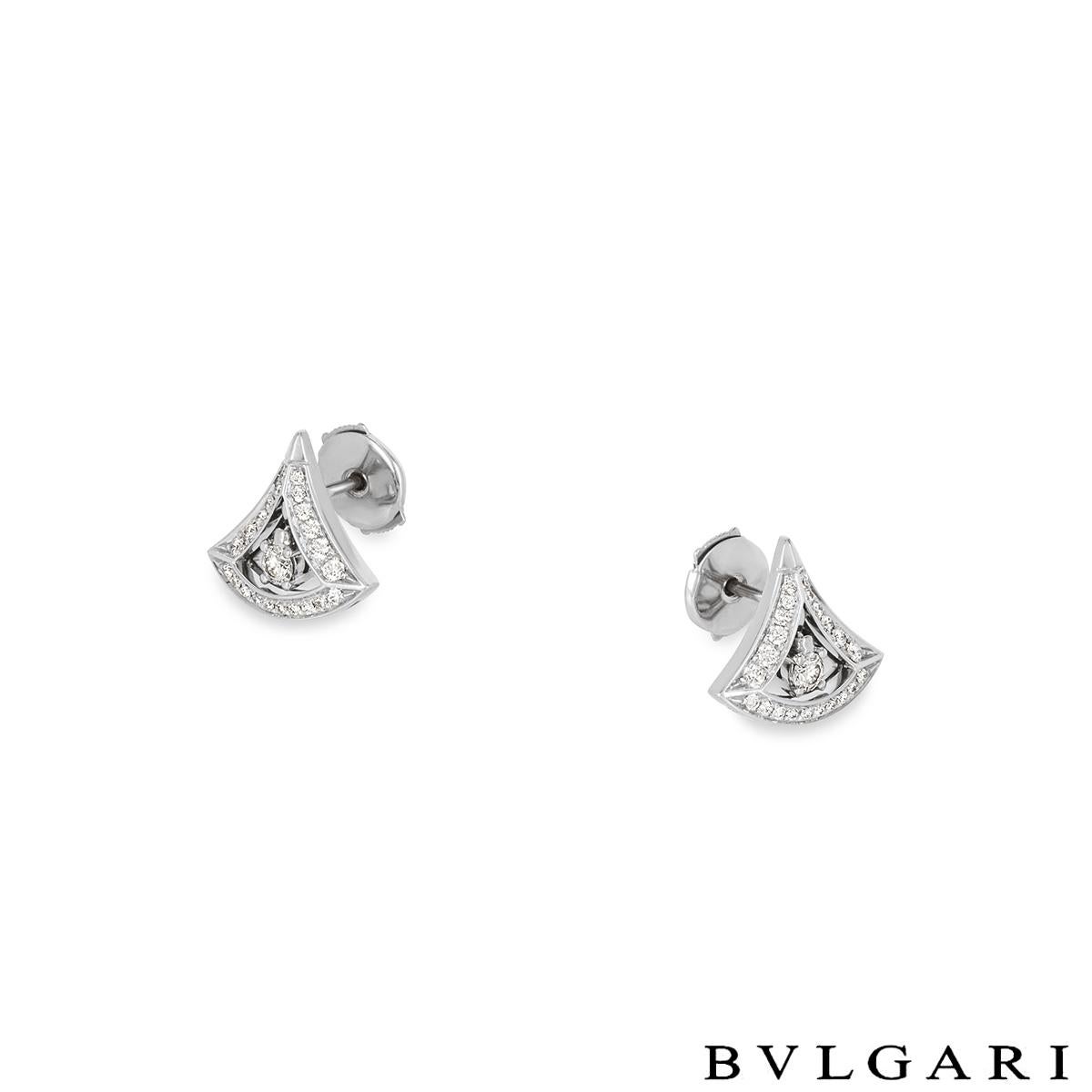 Taille ronde Bvlgari Boucles d'oreilles « Divas » en or blanc et diamants 354049