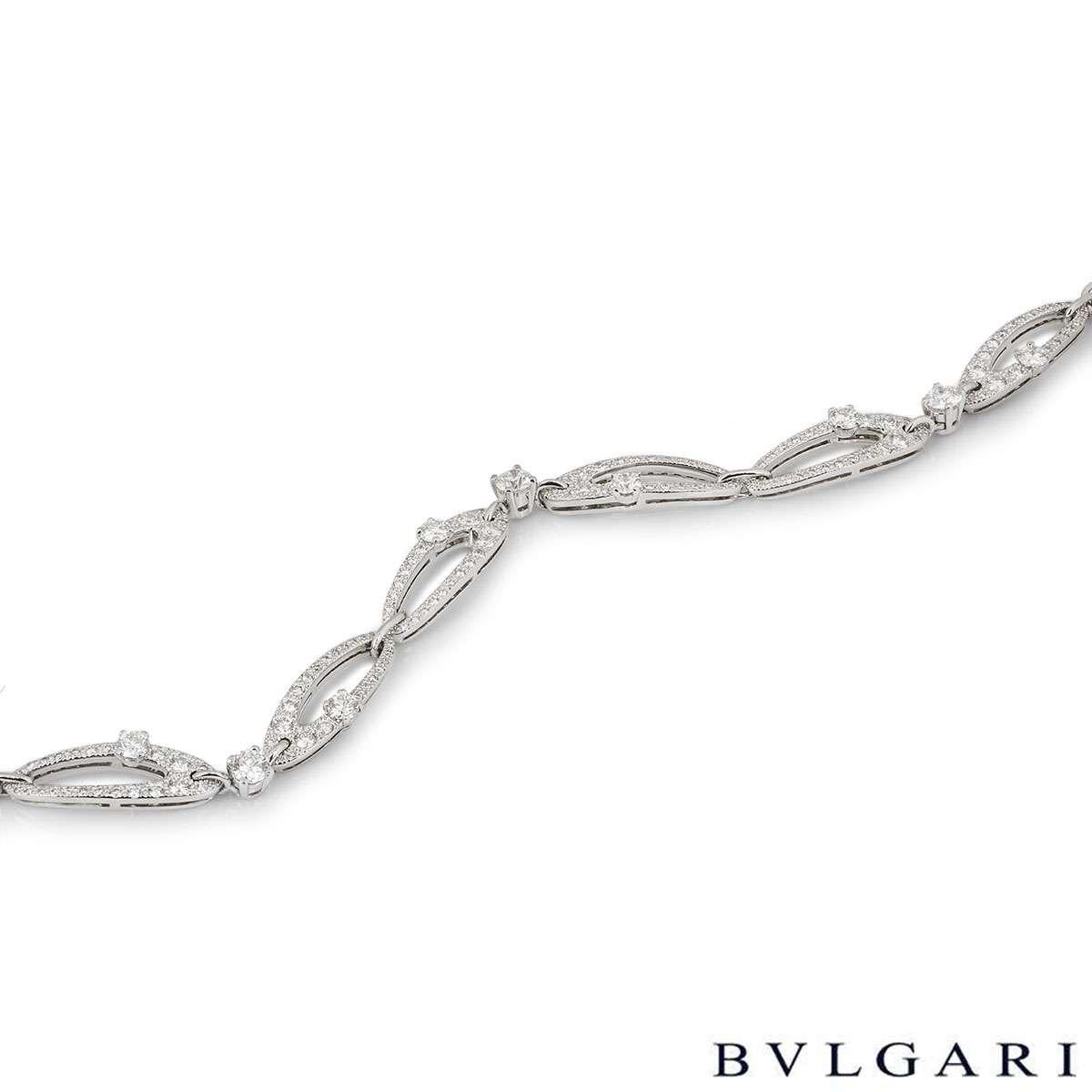 Round Cut Bvlgari White Gold Diamond Elisia Bracelet 3.10 Carat