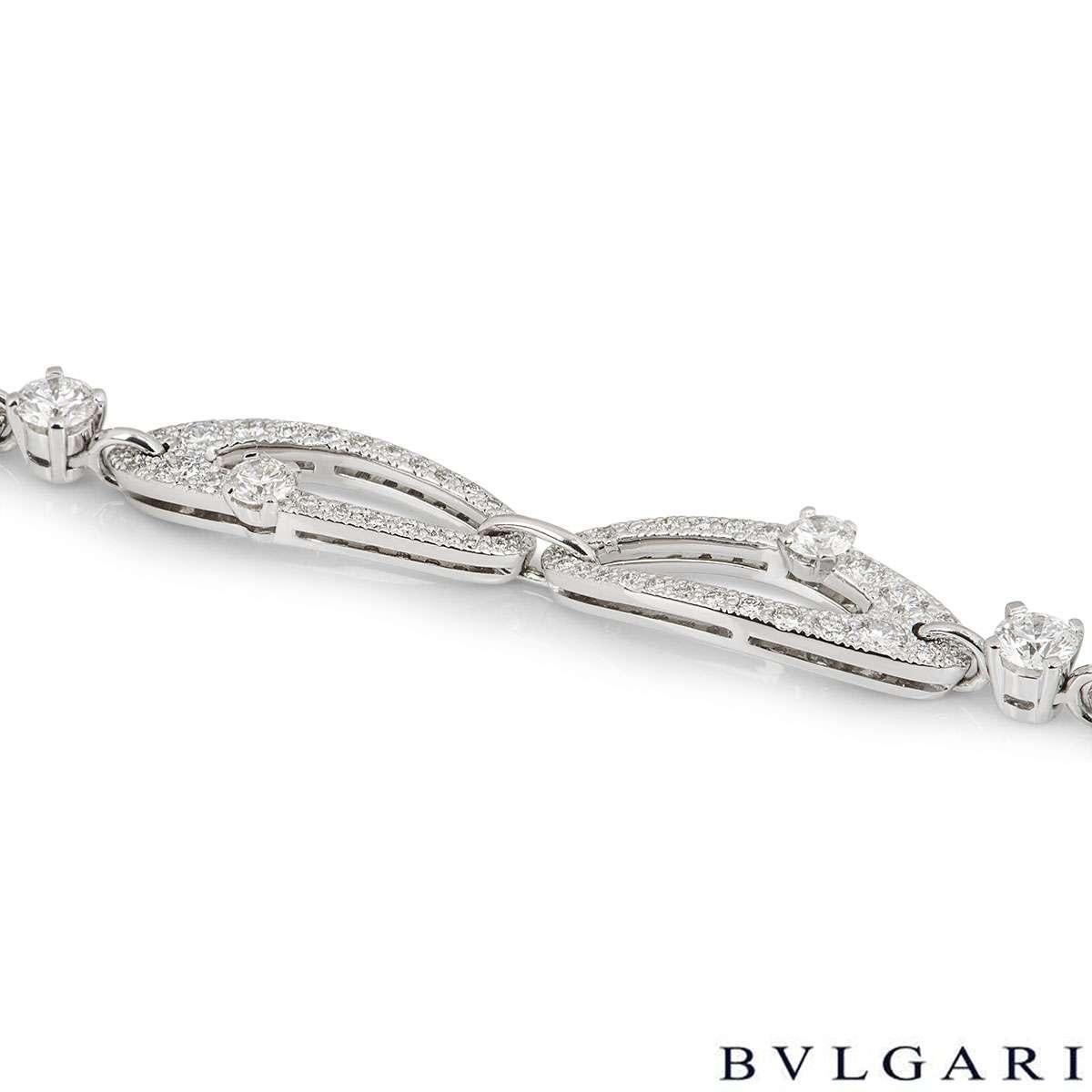 Bvlgari White Gold Diamond Elisia Bracelet 3.10 Carat In Excellent Condition In London, GB