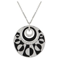 Bvlgari White Gold Diamond & Onyx Intarsio Large Necklace