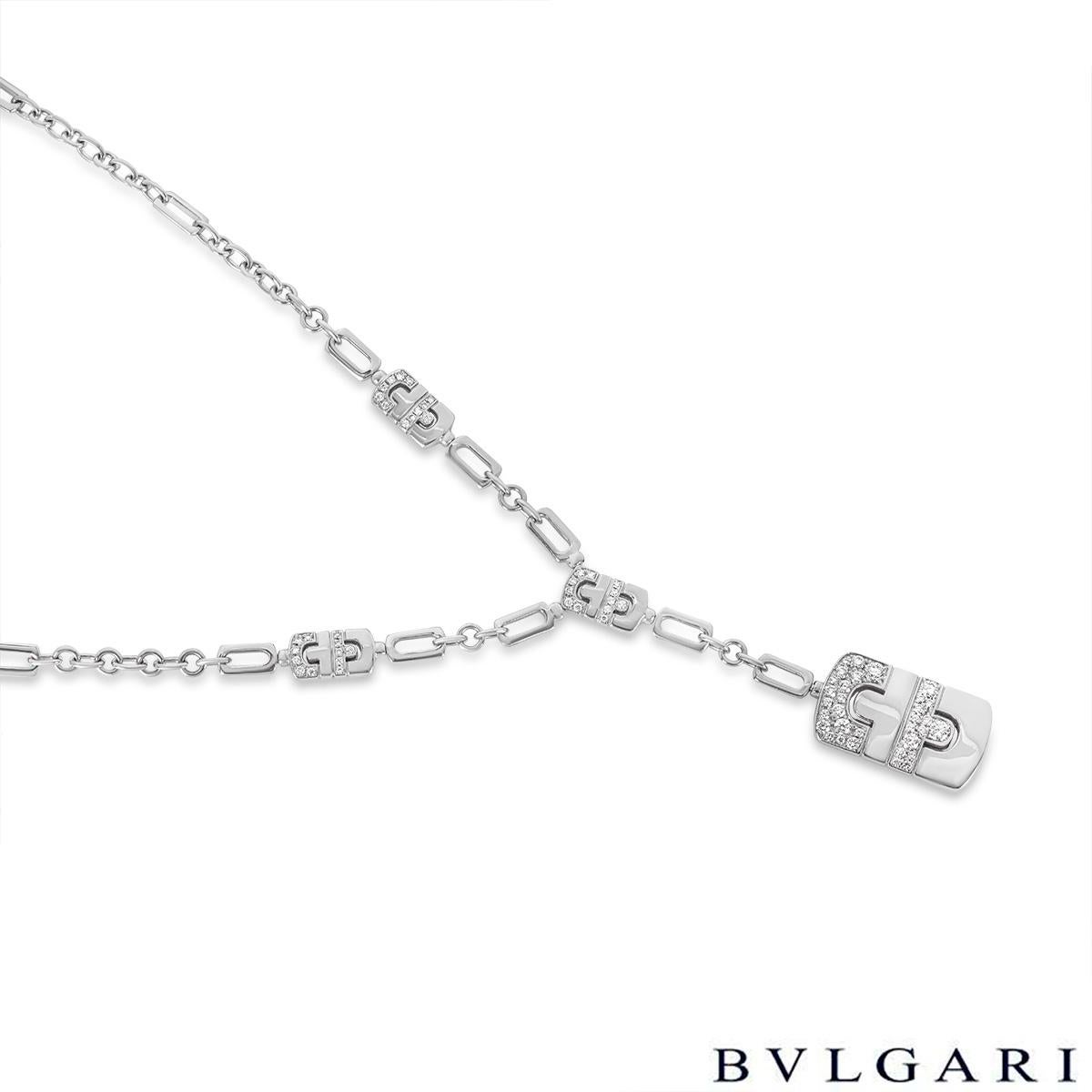 Round Cut Bvlgari White Gold Diamond Parentesi Necklace For Sale
