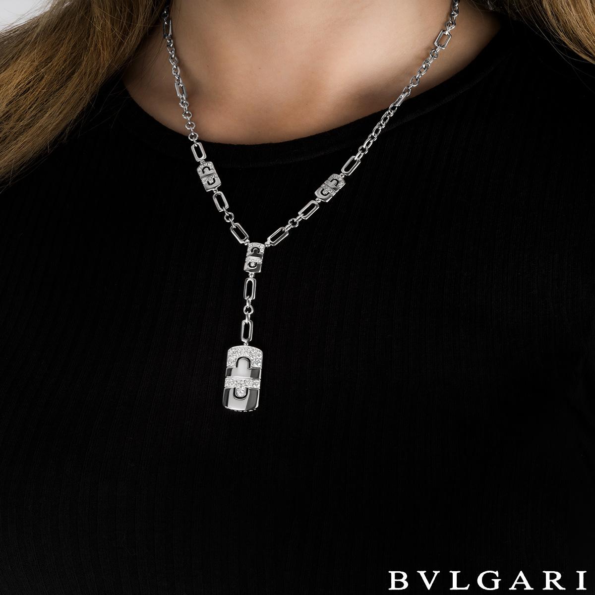 Bvlgari White Gold Diamond Parentesi Necklace For Sale 2
