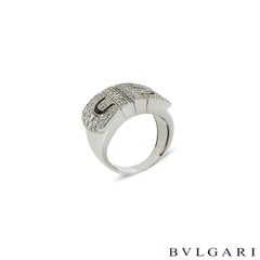 Bvlgari 18k White Gold Diamond Parentesi Ring, 1.14ct, Italy